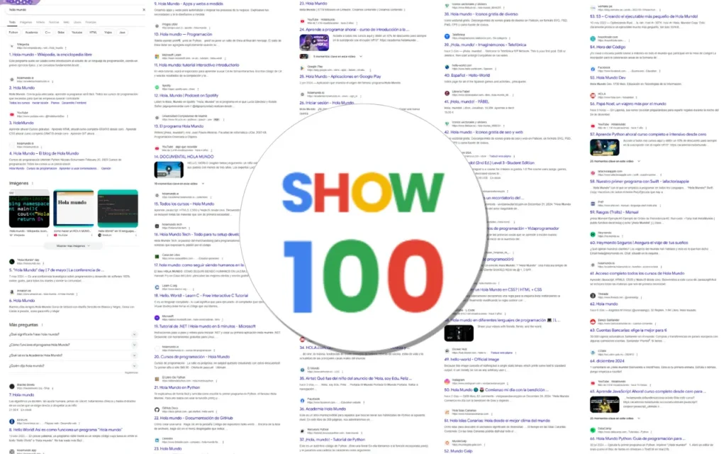 show 100 results on google