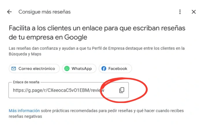solicitar reseña clientes google link